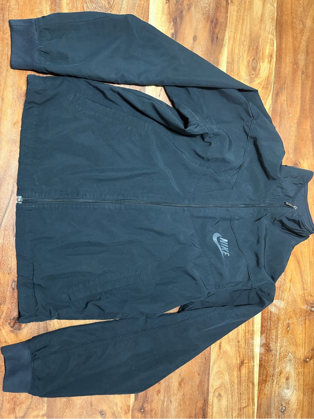 Nike Black Full-Zip Bomber Jacket with Subtle Logo